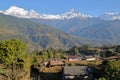 DHAMPUS, NEPAL: Himalaya mountains with Machapuchare Peak seen from Dhampus village near Pokhara