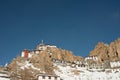 dhankar monastery in winters in himalayas - India Royalty Free Stock Photo