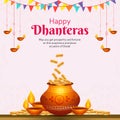 Creative banner design of Happy Dhanteras Royalty Free Stock Photo