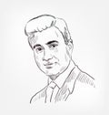 Dharamdev Pishorimal Anand Dev Anand famous Indian film actor, writer, director and producer vector sketch portrait