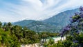 Dharamshala of Himachal Pradesh surrounded by cedar forests and Dhauladhar mountain range