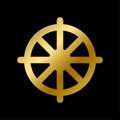 Dharma chakra symbol isolated buddhism golden sign