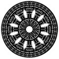Dharma wheel in Buddhism religion concept stencil style