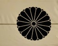 Dharma Wheel Buddhist symbol on flag Royalty Free Stock Photo