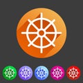 Dharma wheel dharmachakra buddhism icon flat web sign symbol logo label