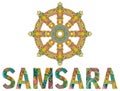 Dharma Wheel or dharmachakra, theach and walk to the path of Nirvana