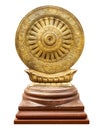 Golden Dharmachakra on white background