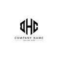 DHC letter logo design with polygon shape. DHC polygon and cube shape logo design. DHC hexagon vector logo template white and Royalty Free Stock Photo
