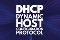 DHCP - Dynamic Host Configuration Protocol acronym, technology concept background