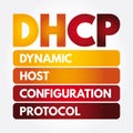 DHCP - Dynamic Host Configuration Protocol acronym, technology concept background