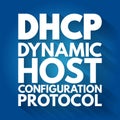 DHCP - Dynamic Host Configuration Protocol acronym, technology concept background