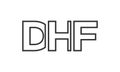 DHF logo design template with strong and modern bold text. Initial based vector logotype featuring simple and minimal typography. Royalty Free Stock Photo