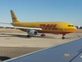 DHL aicraft in airport in sunny day Zurich Switzerland 09.10.2019