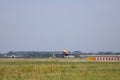 DHL Airbus A300 in rainbow colors on tail departing from Amsterdam Schiphol Airport at Aalsmeerbaan Royalty Free Stock Photo