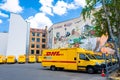 DHL Delivery Service Yellow Vans Parking Royalty Free Stock Photo