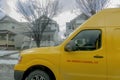 A DHL truck driver front view