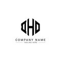 DHO letter logo design with polygon shape. DHO polygon and cube shape logo design. DHO hexagon vector logo template white and Royalty Free Stock Photo