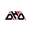 DHO triangle letter logo design with triangle shape. DHO triangle logo design monogram. DHO triangle vector logo template with red Royalty Free Stock Photo