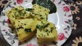 Dhokla and pudina chutney Royalty Free Stock Photo
