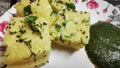 Dhokla and pudina chutney Royalty Free Stock Photo