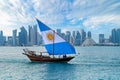 Dhow Boat on Corniche with Argentina Flag