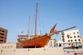 Dhow on display outside the Dubai Museum United Arab Emirates Royalty Free Stock Photo