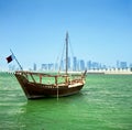 Dhow and Doha skyline Royalty Free Stock Photo