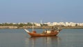 A Dhow Moored in Ras al Khaimah`s Creek Royalty Free Stock Photo