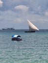 Dhow boat. Zanzibar, Tanzania, Africa. Stone Town harbor Royalty Free Stock Photo