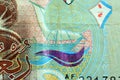 A dhow ship closeup from the obverse side of Kuwaiti quarter dinar brown paper banknote cash money bill currency that also