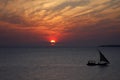 Dhow sunset cruise in Zanzibar, Tanzania. Royalty Free Stock Photo