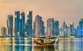 Dhow, a traditional wooden boat, in Doha, Qatar