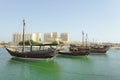 Dhows and Doha Port buildings,