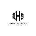 DHS letter logo design with polygon shape. DHS polygon and cube shape logo design. DHS hexagon vector logo template white and Royalty Free Stock Photo