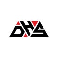 DHS triangle letter logo design with triangle shape. DHS triangle logo design monogram. DHS triangle vector logo template with red Royalty Free Stock Photo