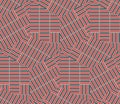 Abstract cube geometric seamless pattern with stripes, rhombuses. Striped mosaic