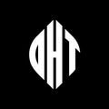 DHT circle letter logo design with circle and ellipse shape. DHT ellipse letters with typographic style. The three initials form a Royalty Free Stock Photo