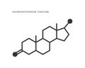 DHT icon. Dihydrotestosterone hormone chemical molecular structure. Main cause of male alopecia. Vector graphic