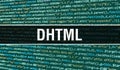 DHTML concept with Random Parts of Program Code. DHTML with Programming code abstract technology background of software developer Royalty Free Stock Photo