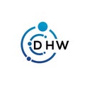 DHW letter logo design on white background. DHW creative initials letter logo concept. DHW letter design