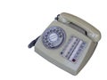 Di cut antique telephone on white background,technology, object, copy space