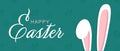 Colorful Happy Easter greeting card with rabbit, bunny, eggs with banners Royalty Free Stock Photo