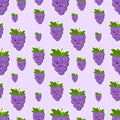 Vector seamless pattern with grapes and leaves. Grape seamless pattern. Seamless grapes on white background. Summer Royalty Free Stock Photo