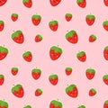 Strawberry seamless vector pattern. Repeating background with summer fruit. Use for fabric, gift wrap, packaging. Royalty Free Stock Photo