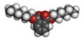 Di-n-hexyl phthalate DNHP plasticizer molecule. 3D rendering. Atoms are represented as spheres with conventional color coding:.