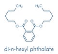 Di-n-hexyl phthalate DNHP plasticizer molecule. Skeletal formula.