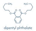 Di-n-pentyl phthalate DNPP plasticizer molecule. Skeletal formula.