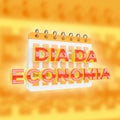 Dia da Economia signboard calendar mockup promotional and advertising campaigns. Lettering in Brazilian Portuguese. 3D