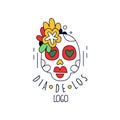 Dia De Los logo, Mexican Day of the Dead holiday design element with sugar skull, party banner, poster, greeting card or Royalty Free Stock Photo