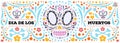 Dia De Los Muertos banner cute style